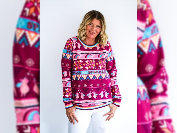 Reststück 40cm - Hamburger Liebe Baumwollsweat Ugly Sparkle ciclamino-bunt Rabatt – Bild 3