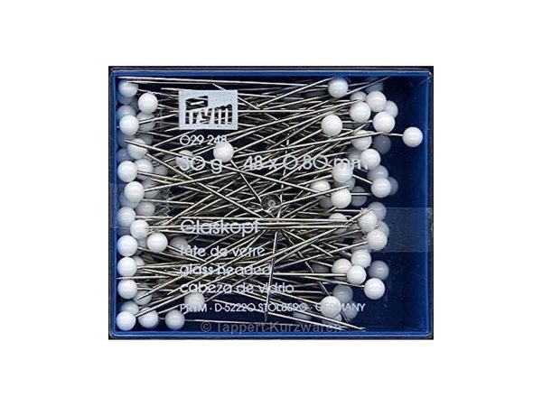 Prym 029248 Glaskopfstecknadeln 48 x 0,80mm - silber, weiß - 1 Dose, 30g Online-Schn?ppchen