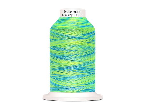 1 Rolle Gütermann Miniking Nähgarn Multicolor No.120 lime-blau 1000m Im Angebot