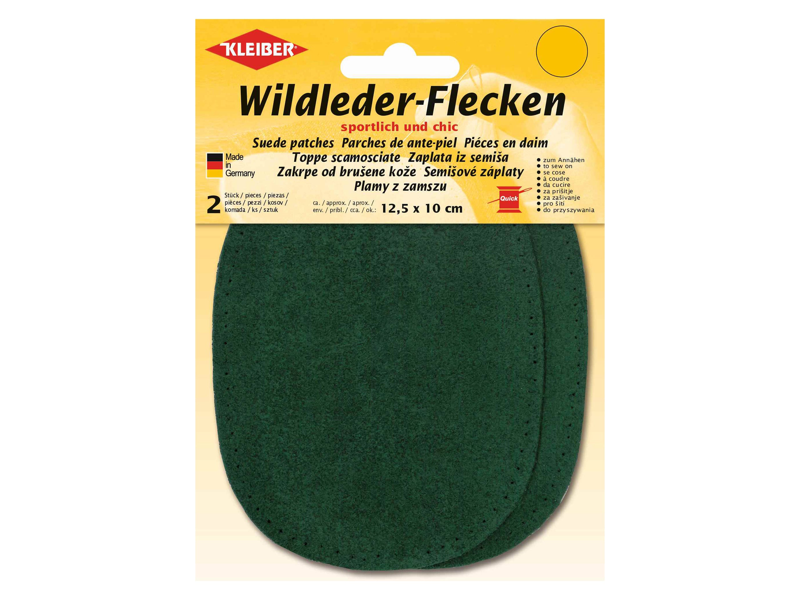 Kleiber 85508 Wildleder-Flecken zum Annähen aus Echtleder grün – ca. 12,5cm x 10cm – 2 Stück Mode
