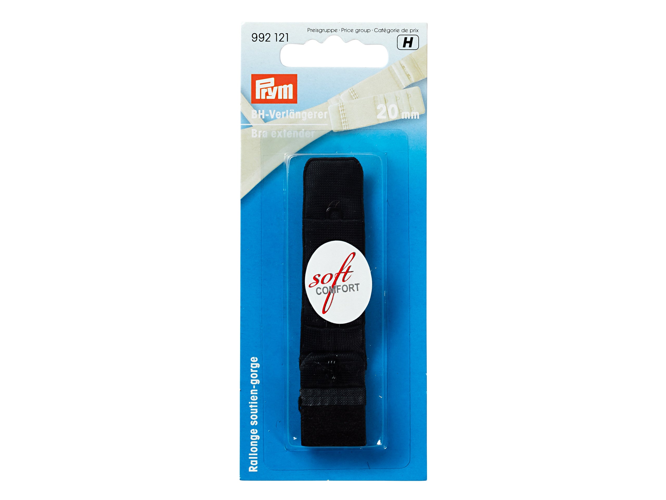 Prym 992121 BH-Verlängerer soft comfort 3 x 1 Haken schwarz – 20mm Schn?ppchen