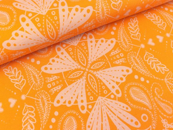 Modalsweat Harmony Paisley orange auf Altrosa by Cherry Picking Mode