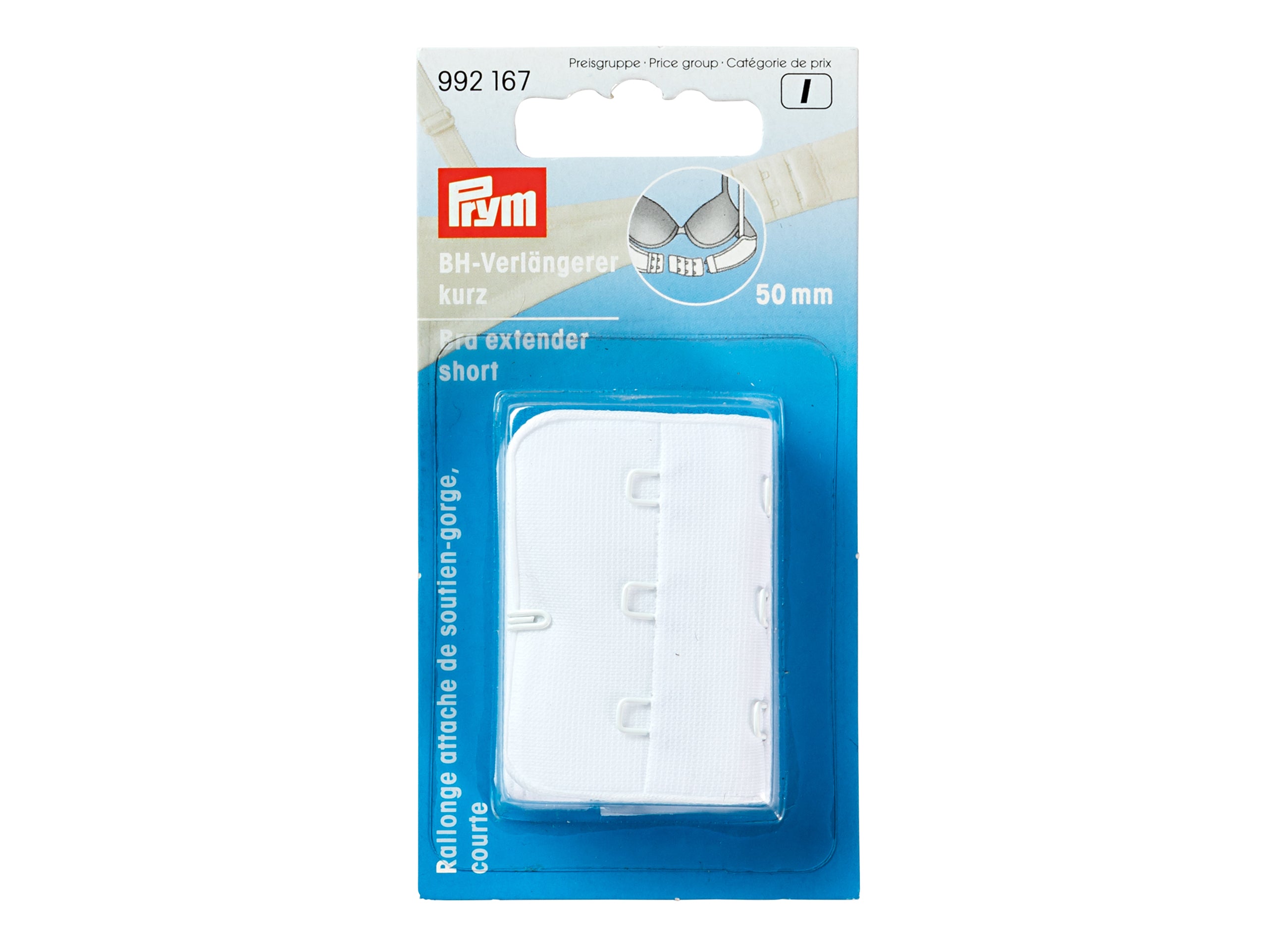 Prym 992167 BH-Verlängerer kurz weiß – 50mm Schn?ppchen