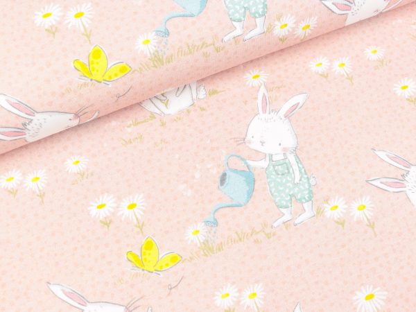 Baumwolljersey Moppi Rabbit Hasen auf Hellrosa by Christiane Zielinski Verkauf – Bild 2